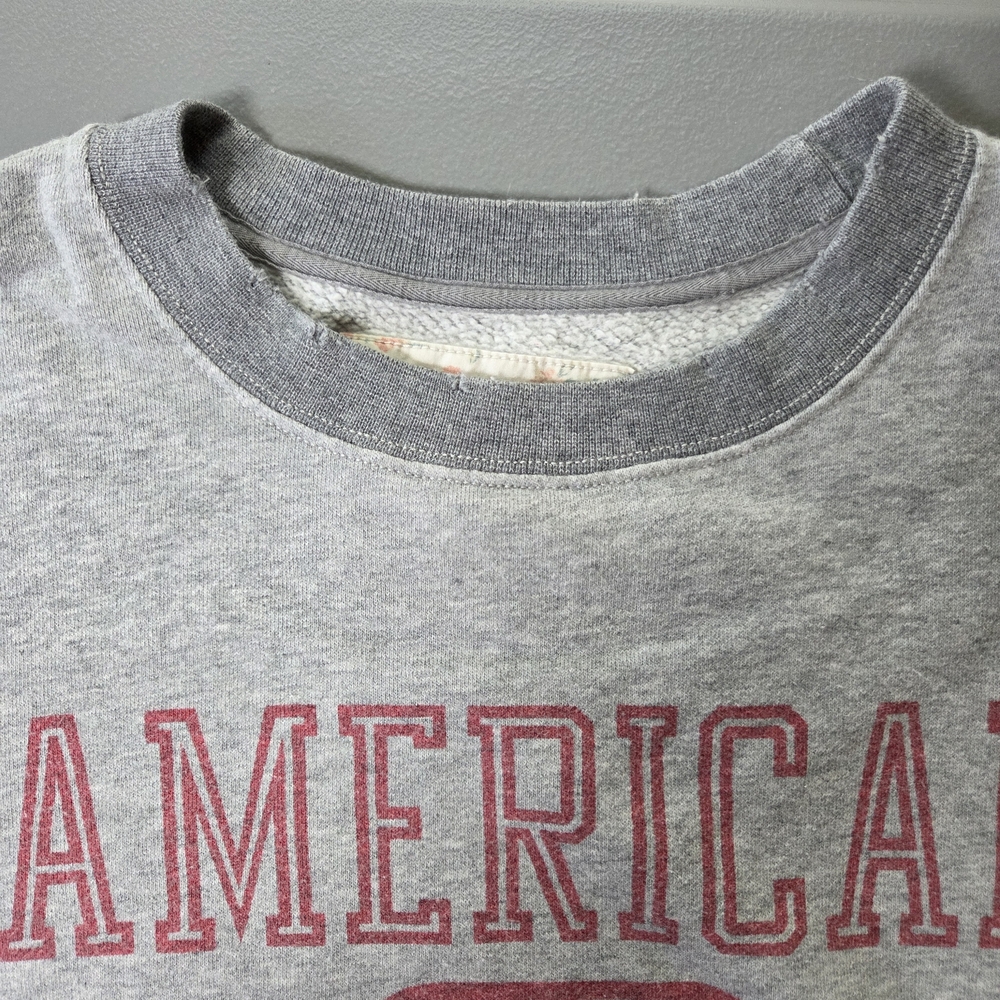 AEO Graphic Fleece Crewneck Sweatshirt Gray Pink Size XS - Picture 5 of 15